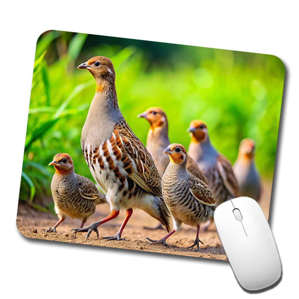 Family Of Partridge Birds Low Profile Mouse Pad Mat