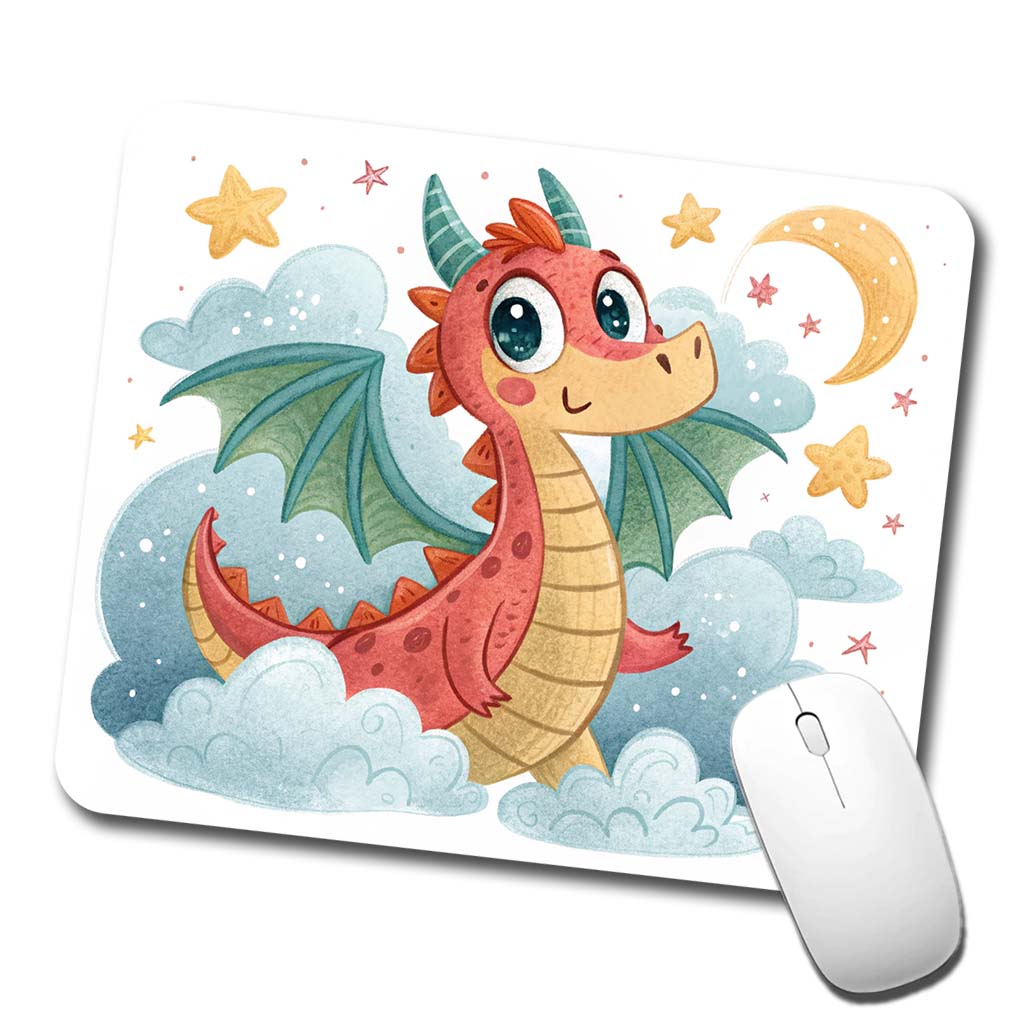 Fantasy Dragon Children's Illustration Style Low Profile Mouse Pad Mat