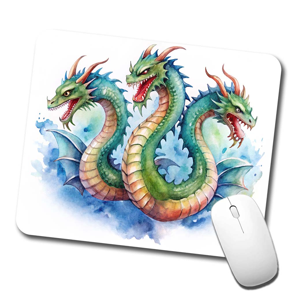 Fantasy Hydra Mythical Creature Watercolor Low Profile Mouse Pad Mat