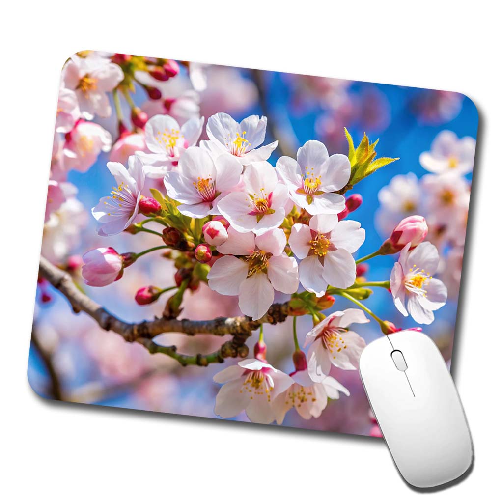 Flowering Cherry Tree Branch Low Profile Mouse Pad Mat