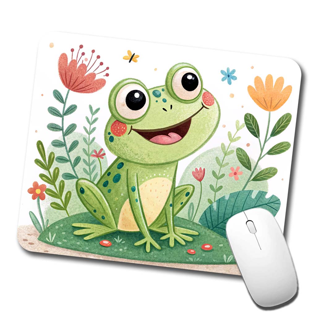 Frog Children's Illustration Style Low Profile Mouse Pad Mat