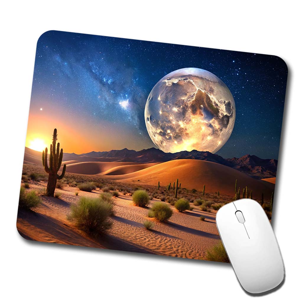 Full Moon Over The Desert Low Profile Mouse Pad Mat