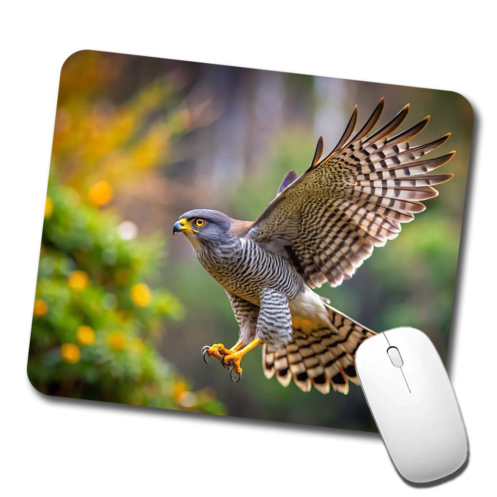 Goshawk Flying Raptor Bird Of Prey Low Profile Mouse Pad Mat