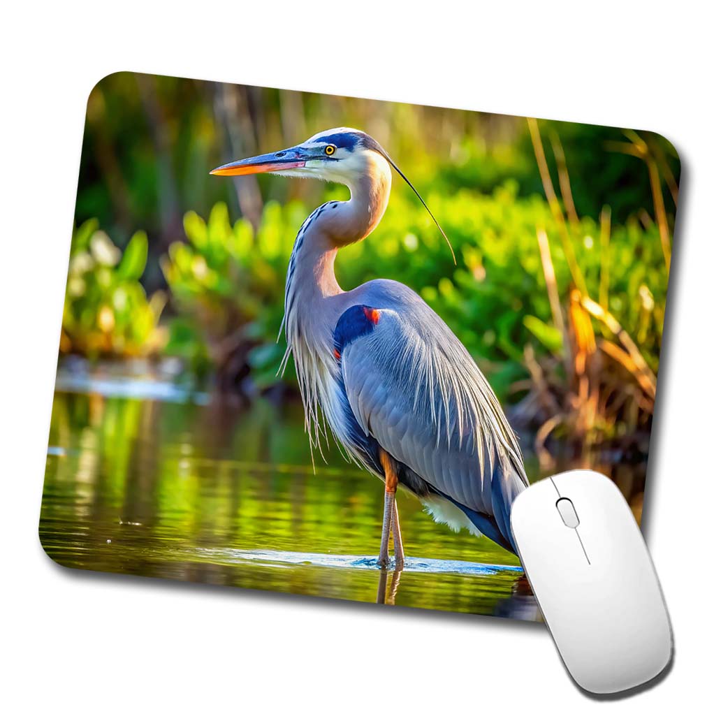 Great Blue Heron Low Profile Mouse Pad Mat