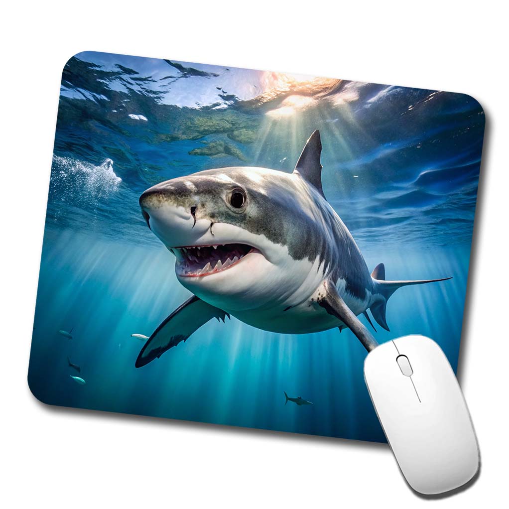 Great White Shark in the Ocean Low Profile Mouse Pad Mat