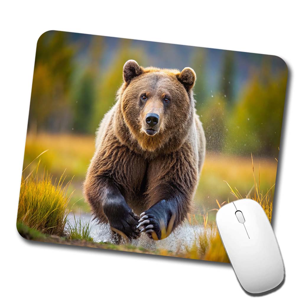Grizzly Bear Chasing You Low Profile Mouse Pad Mat