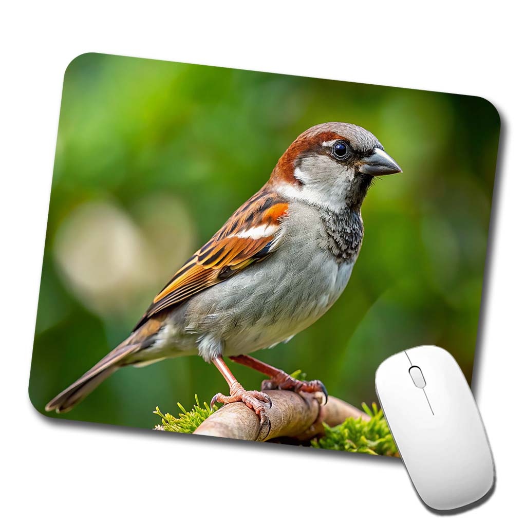House Sparrow Backyard Bird Low Profile Mouse Pad Mat