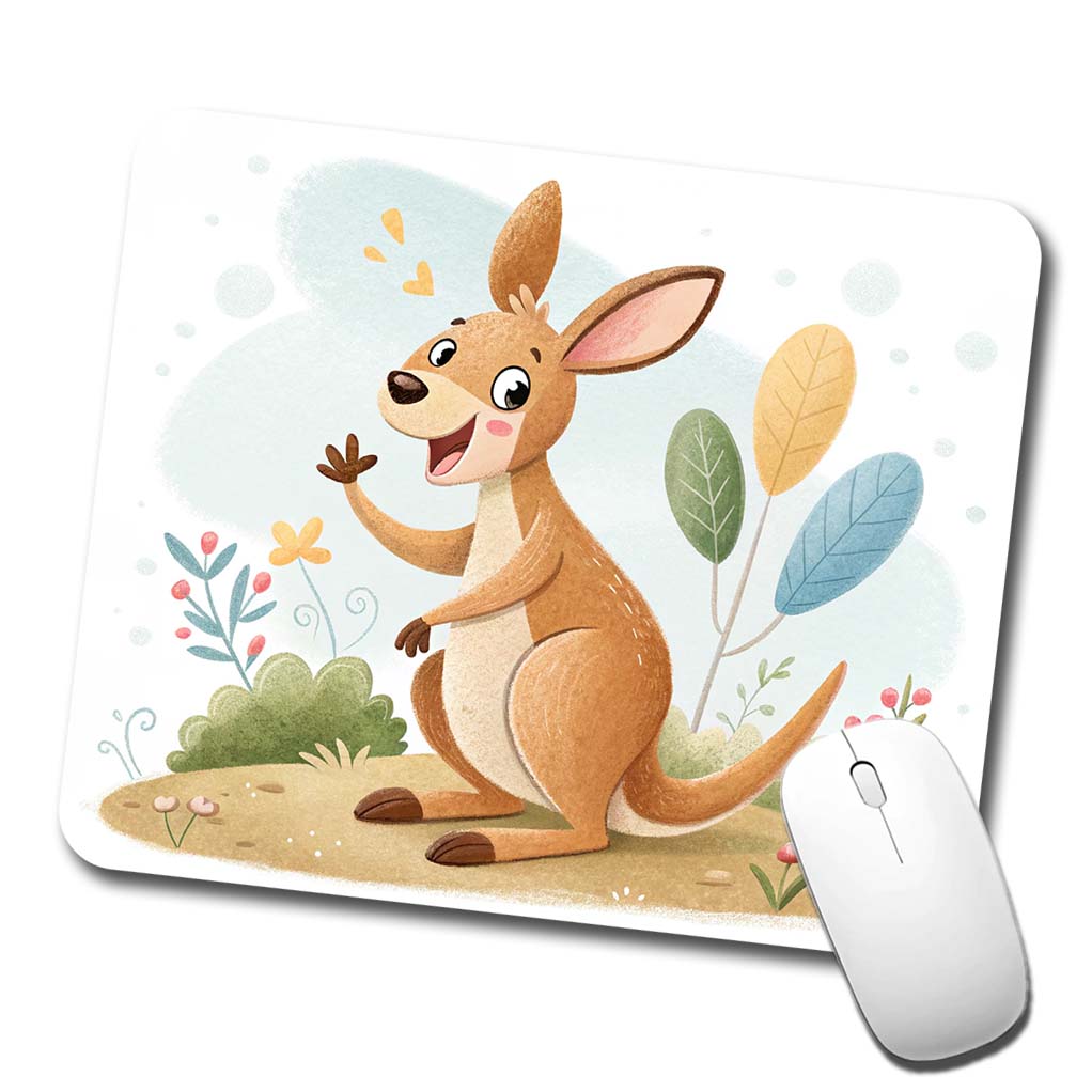 Kangaroo Children's Illustration Style Low Profile Mouse Pad Mat