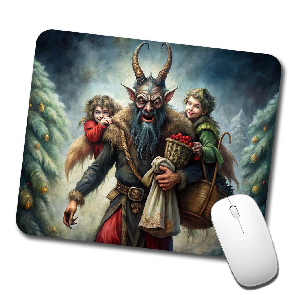 Krampus Carrying Stolen Children at Christmas Low Profile Mouse Pad Mat