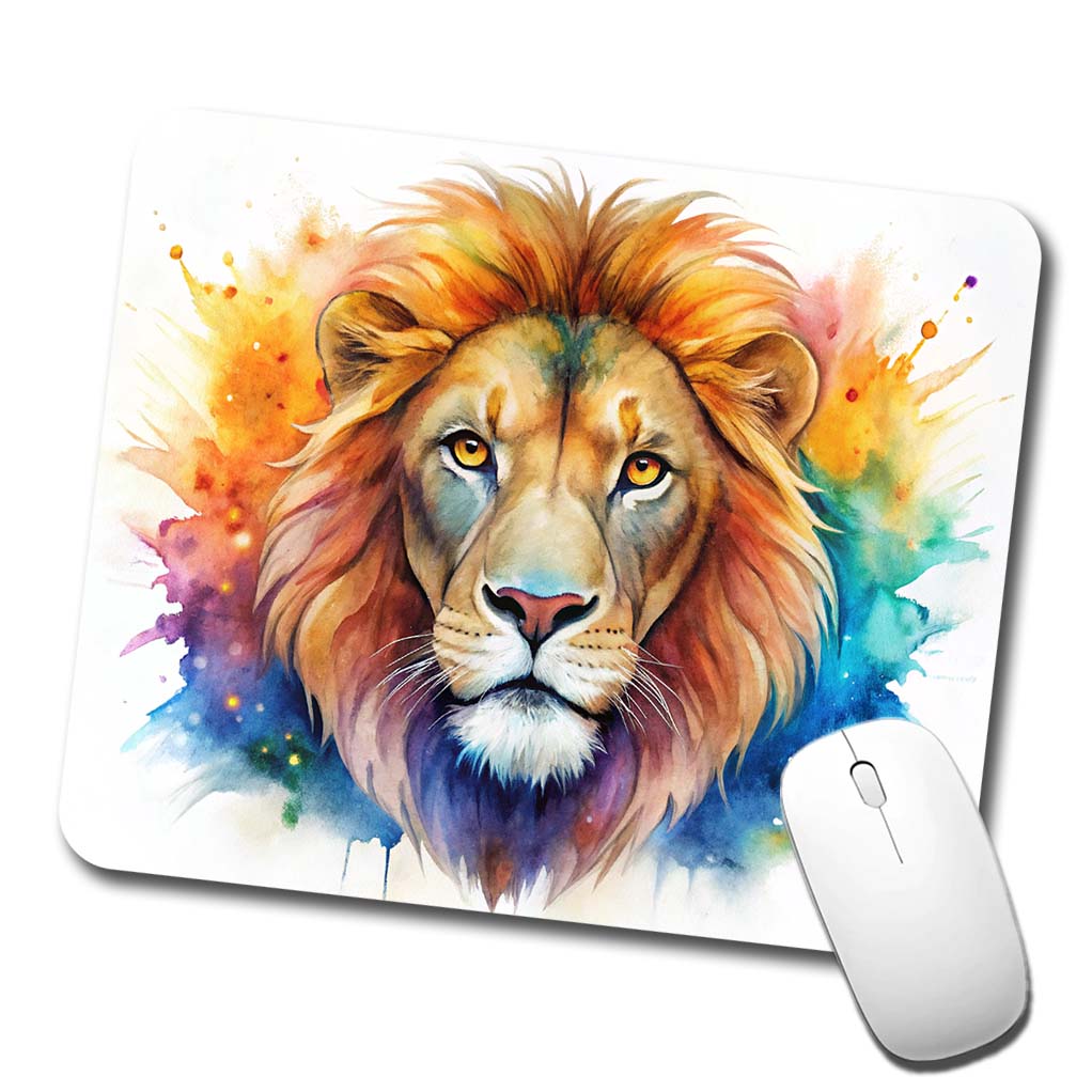 Lion Face Watercolor Low Profile Mouse Pad Mat