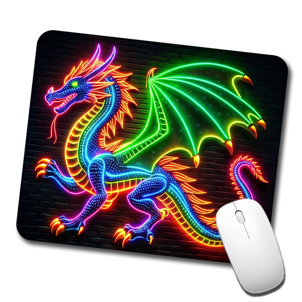Neon European Dragon Low Profile Mouse Pad Mat