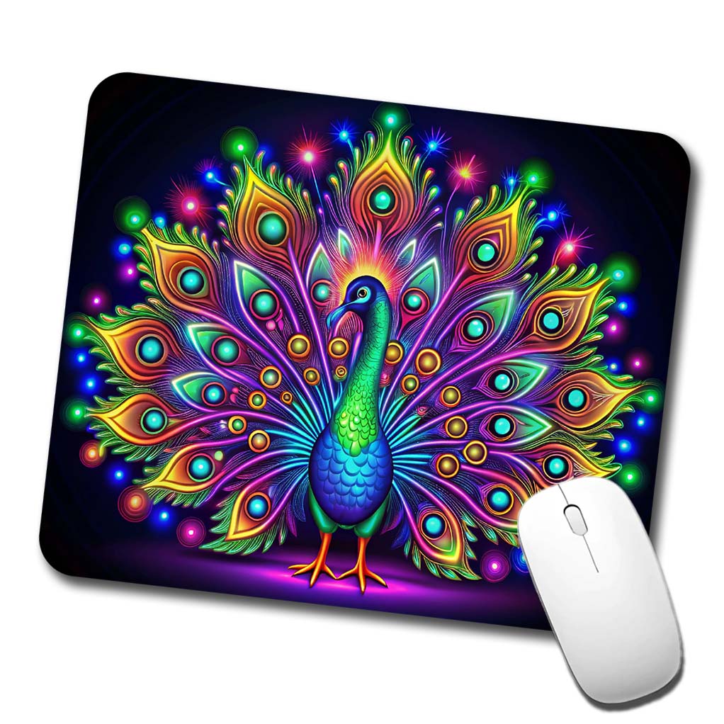 Neon Peacock Low Profile Mouse Pad Mat