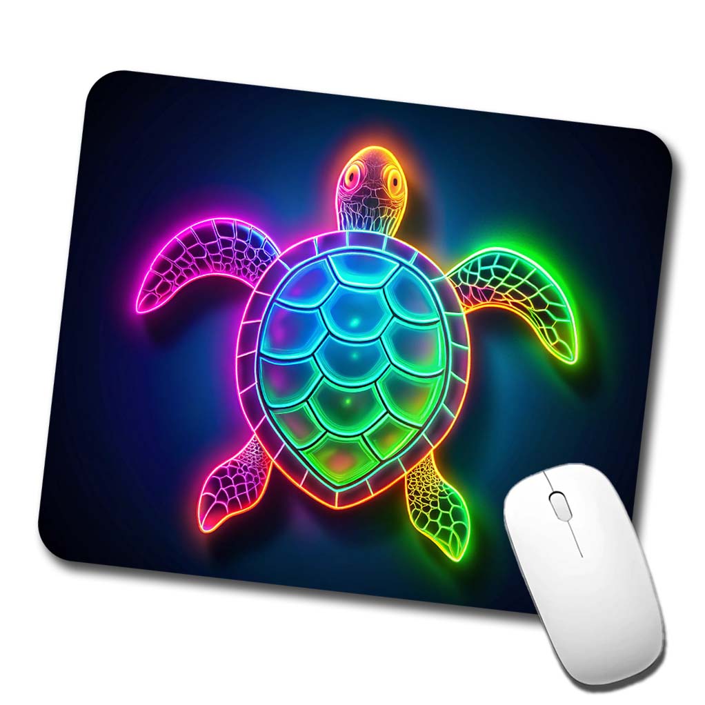 Neon Turtle Low Profile Mouse Pad Mat