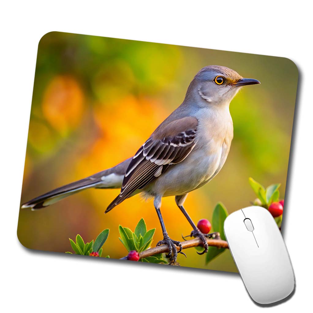 Northern Mockingbird Backyard Bird Low Profile Mouse Pad Mat
