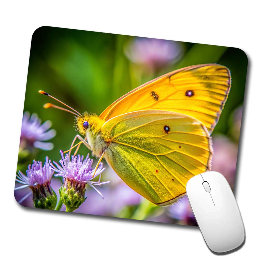 Orange Sulphur Butterfly Low Profile Mouse Pad Mat