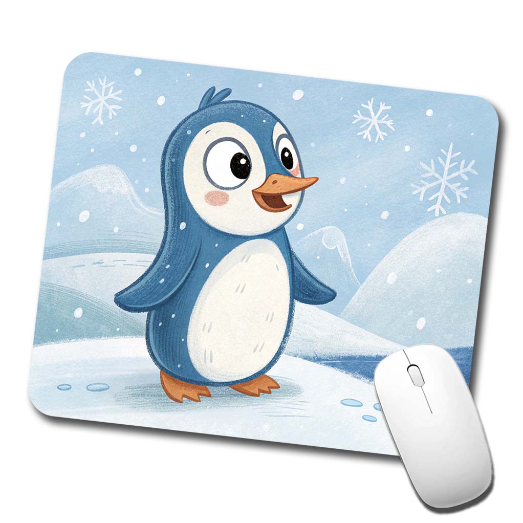 Penguin Children's Illustration Style Low Profile Mouse Pad Mat