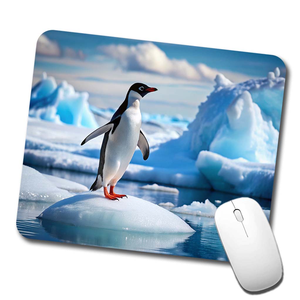 Penguin On Ice Flow Low Profile Mouse Pad Mat
