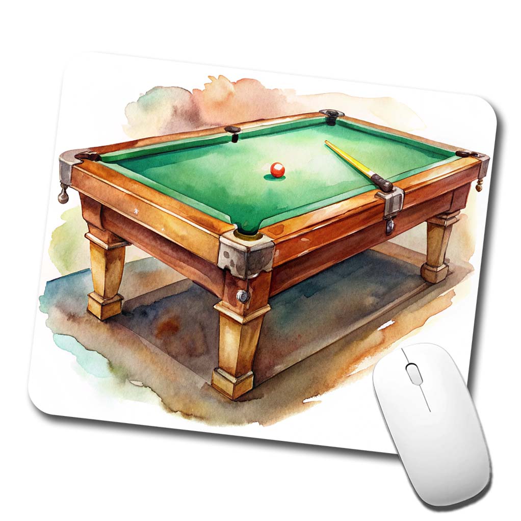 Pool Billiards Table Watercolor Low Profile Mouse Pad Mat