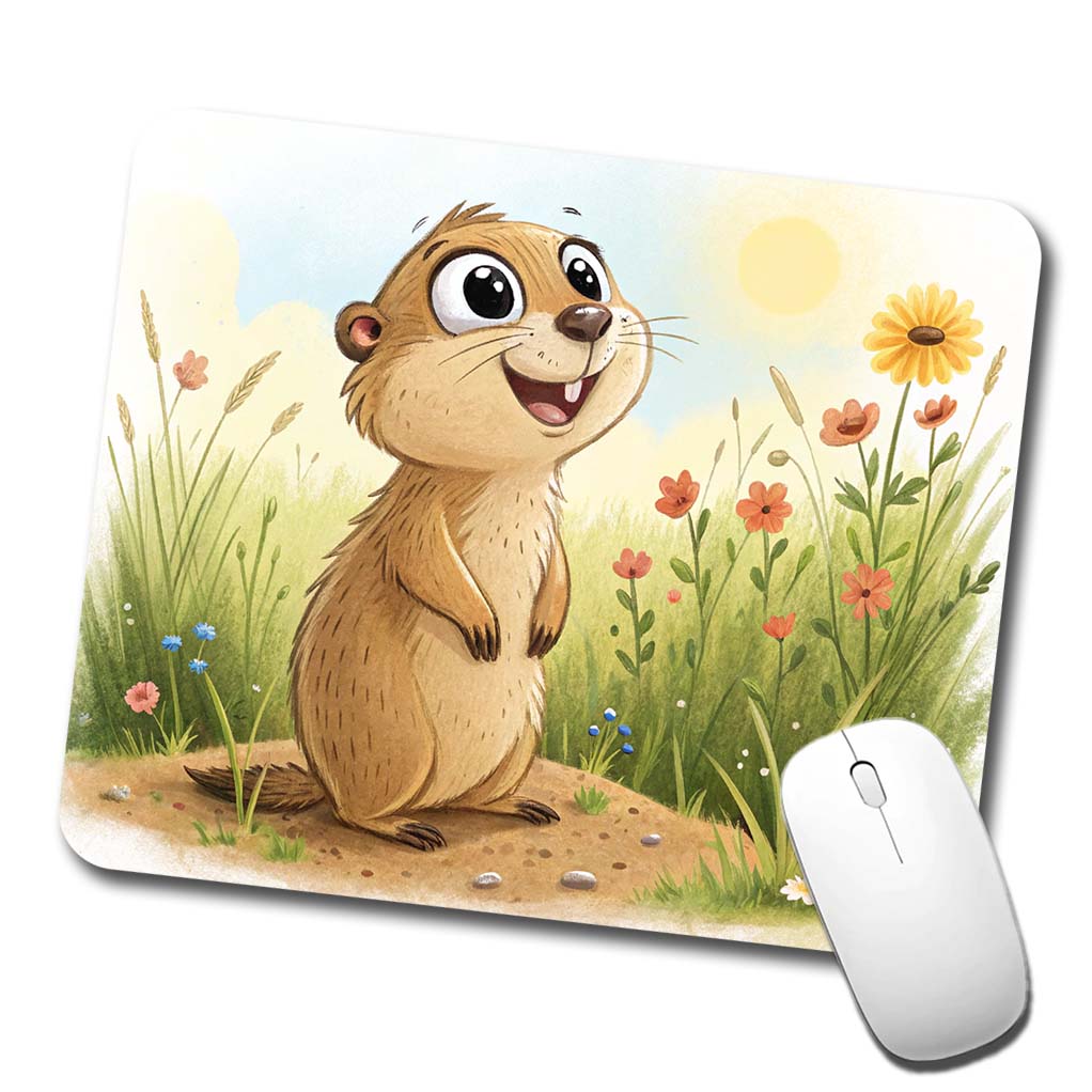 Prairie Dog Children's Illustration Style Low Profile Mouse Pad Mat