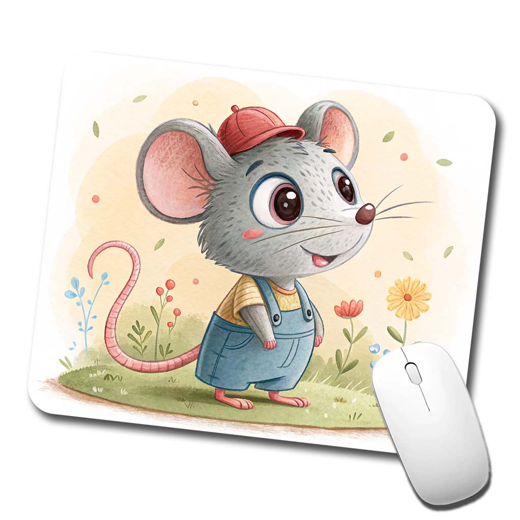 Rat Children's Illustration Style Low Profile Mouse Pad Mat