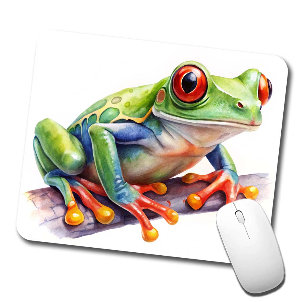 Red Eyed Tree Frog Watercolor Low Profile Mouse Pad Mat