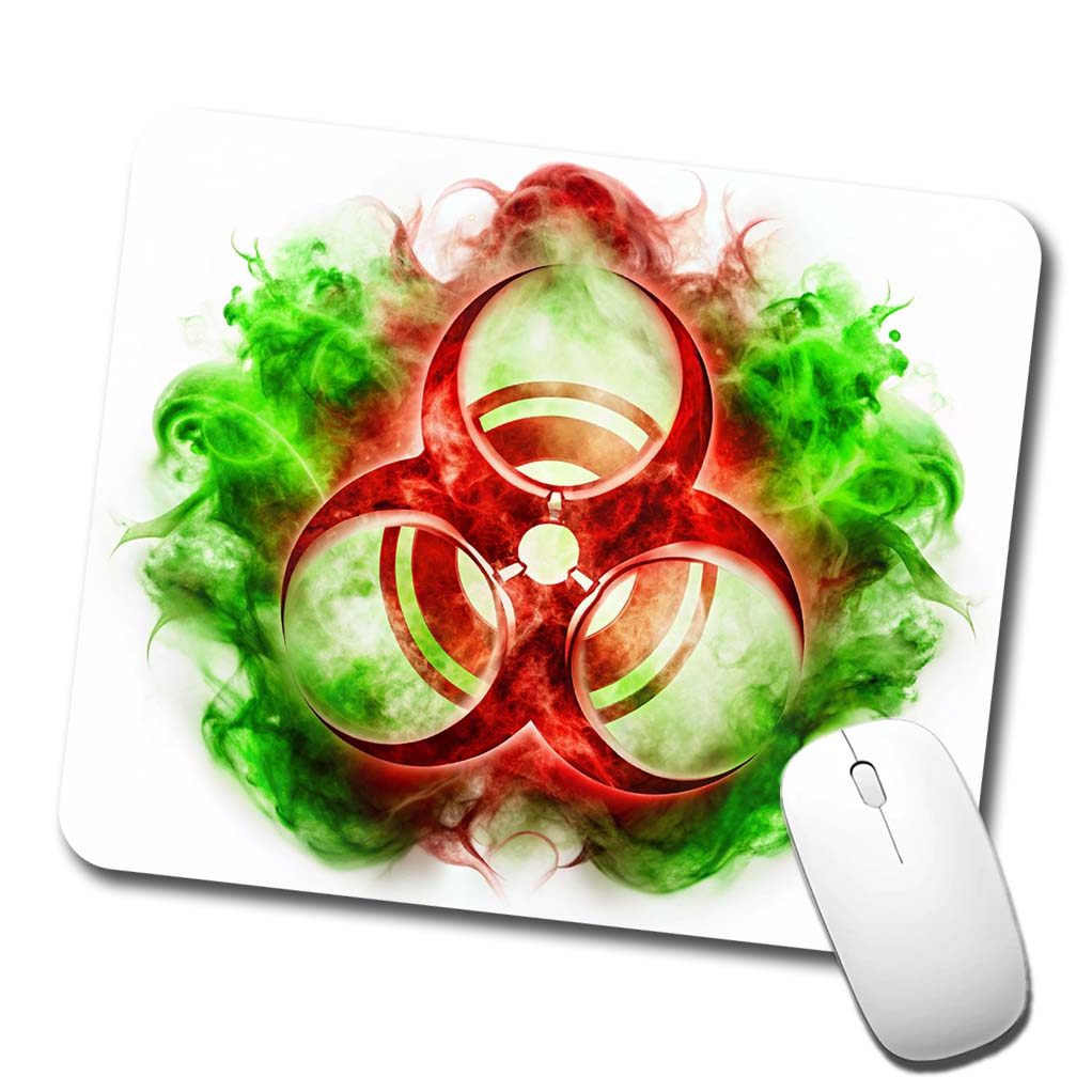 Red Zombie Outbreak Symbol With Green Toxic Gas Low Profile Mouse Pad Mat