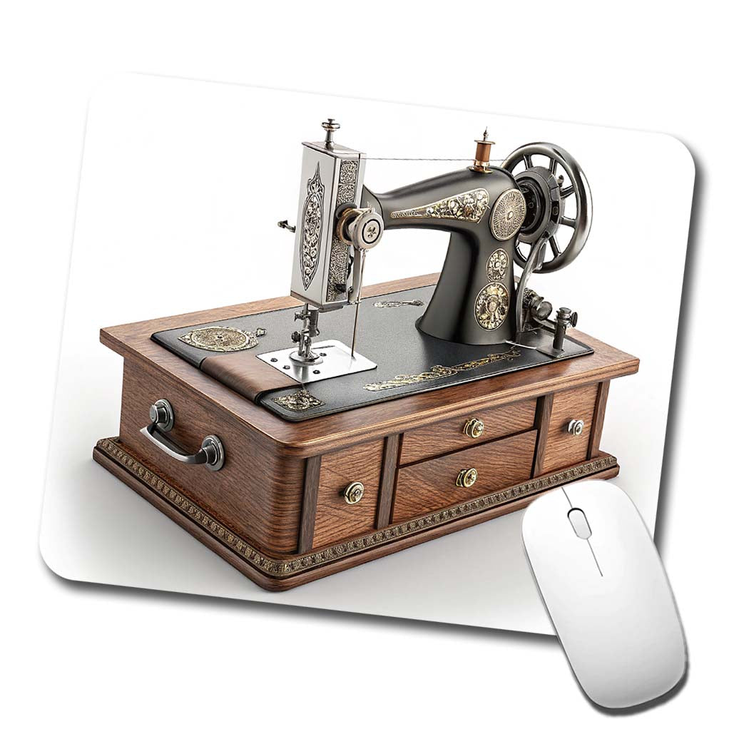 Retro Classic Sewing Machine Low Profile Mouse Pad Mat