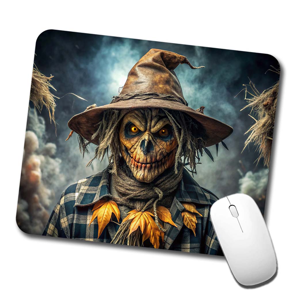 Scary Evil Scarecrow Black Watercolor Low Profile Mouse Pad Mat