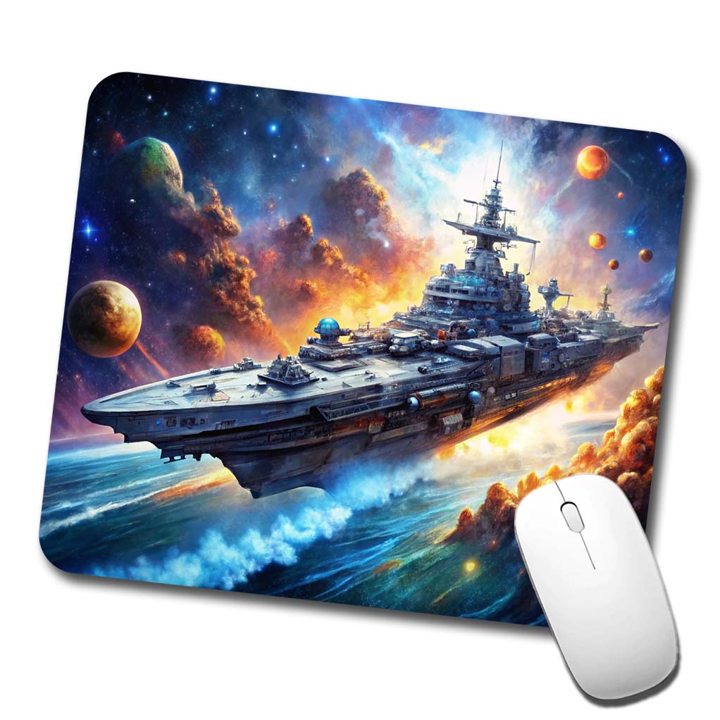 Sci-fi Space Warship Battleship Low Profile Mouse Pad Mat