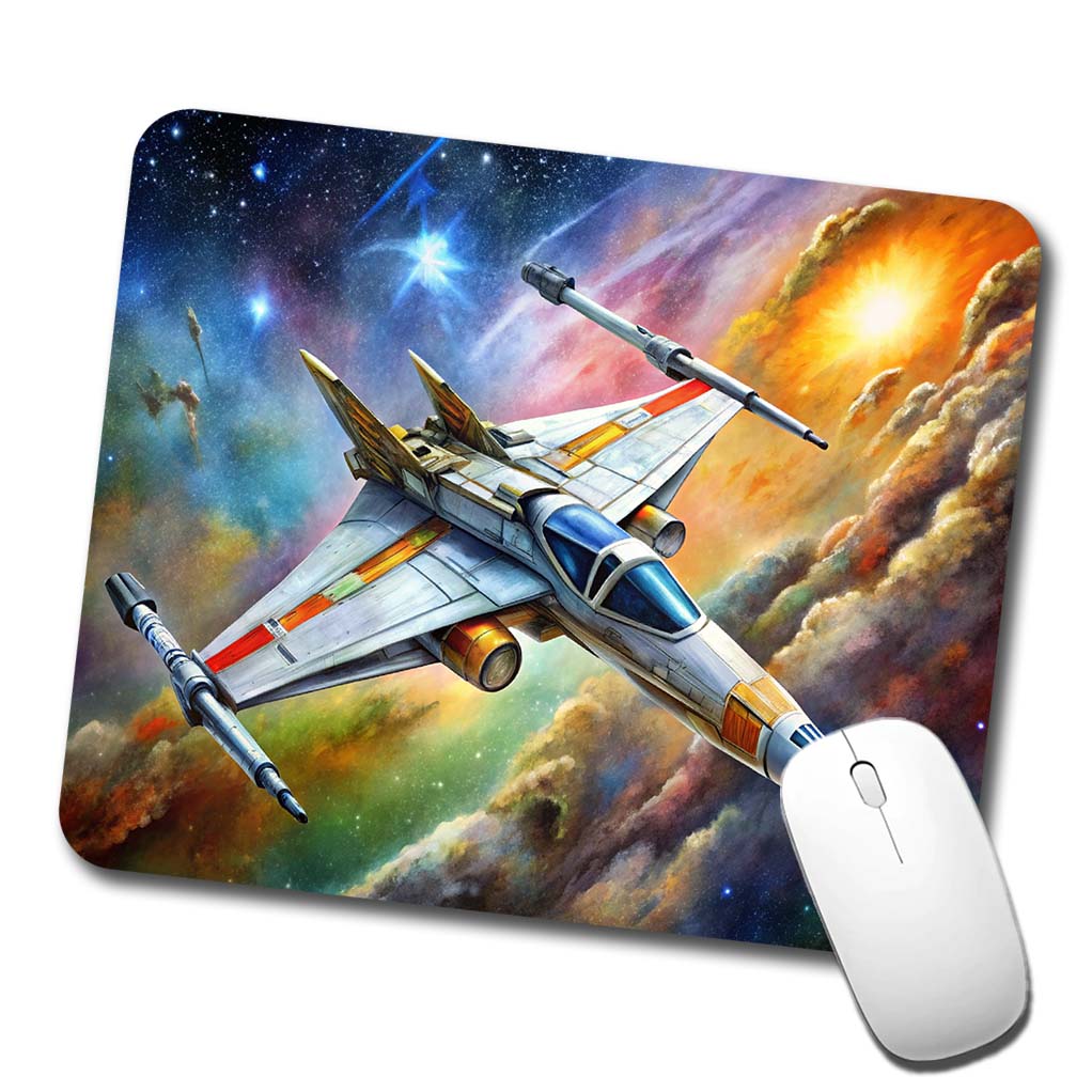 Sci-fi Starfighter Spaceship on Patrol Low Profile Mouse Pad Mat