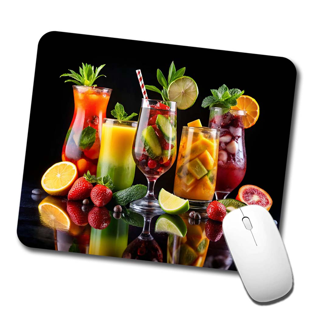 Tropical Fruity Drinks Low Profile Mouse Pad Mat