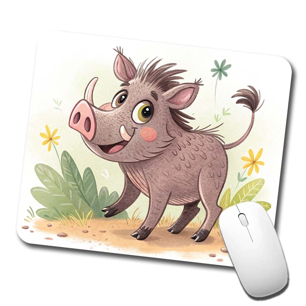 Warthog Children's Illustration Style Low Profile Mouse Pad Mat