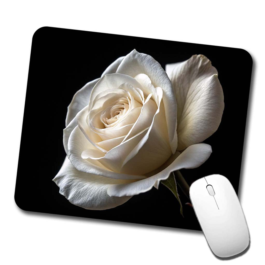 White Rose Low Profile Mouse Pad Mat