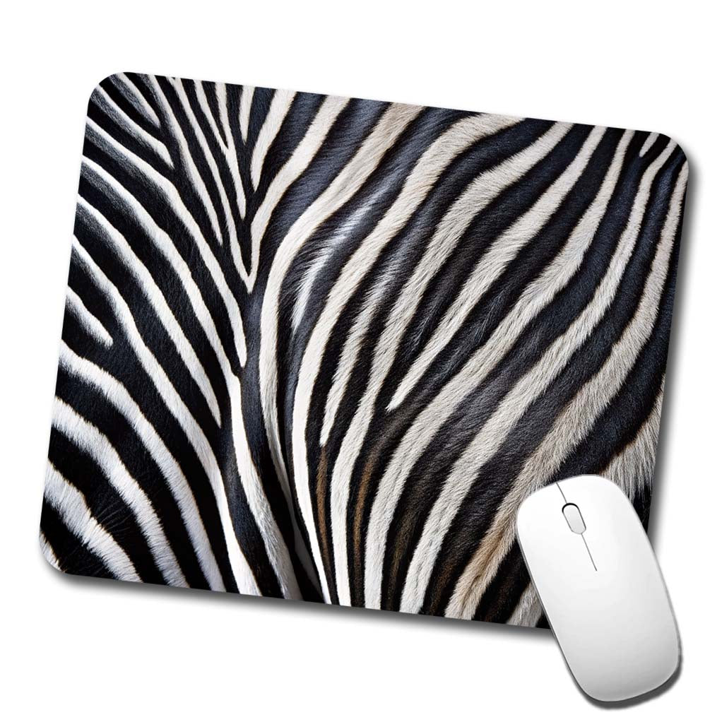 Zebra Black and White Stripes Pattern Low Profile Mouse Pad Mat