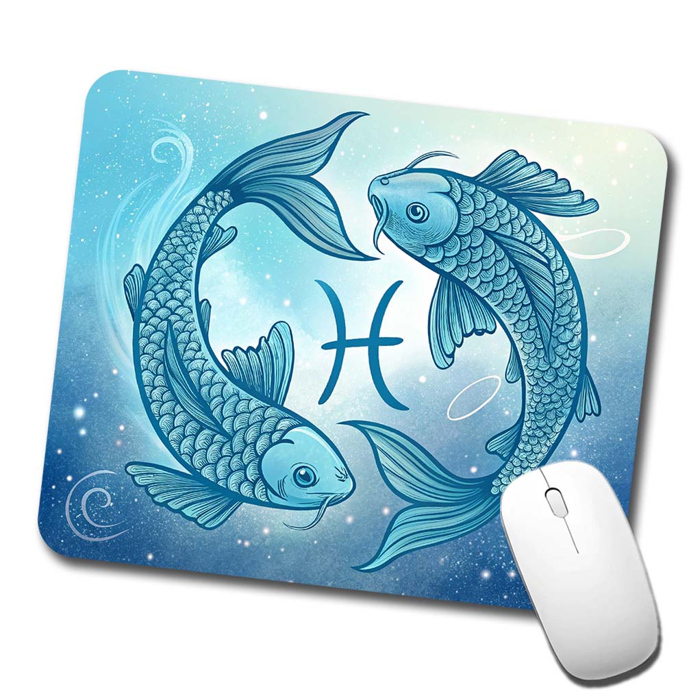 Zodiac Horoscope Symbol Pisces Fish Low Profile Mouse Pad Mat