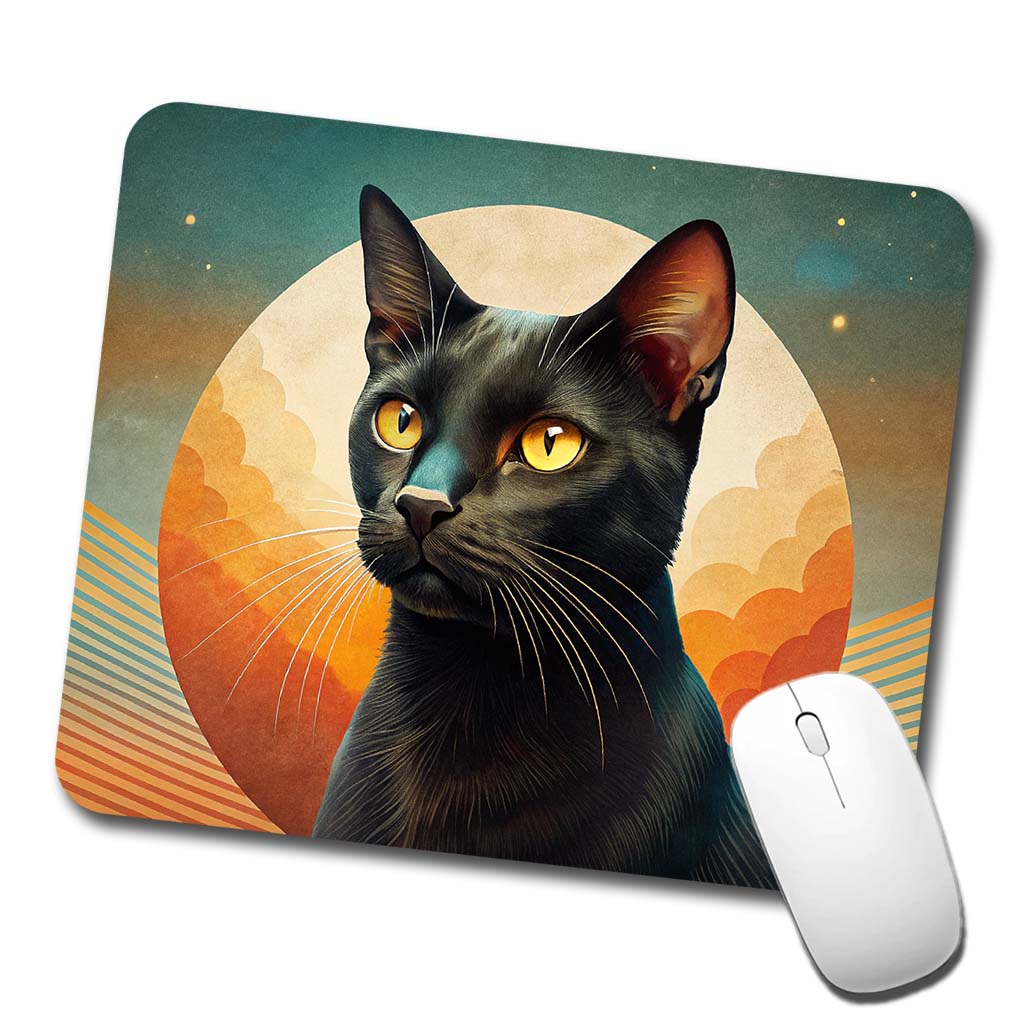 Black Cat Contemporary Art Low Profile Mouse Pad Mat