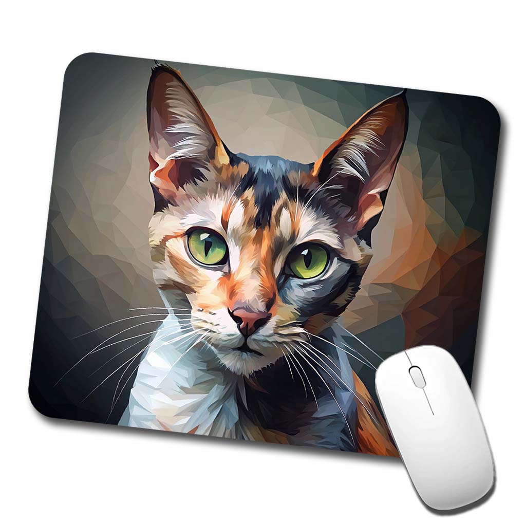 Calico Cat Abstract Stylized Art Low Profile Mouse Pad Mat