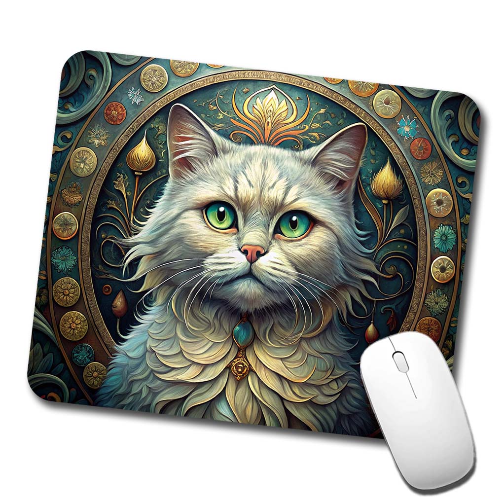 Persian Cat Art Nouveau Low Profile Mouse Pad Mat