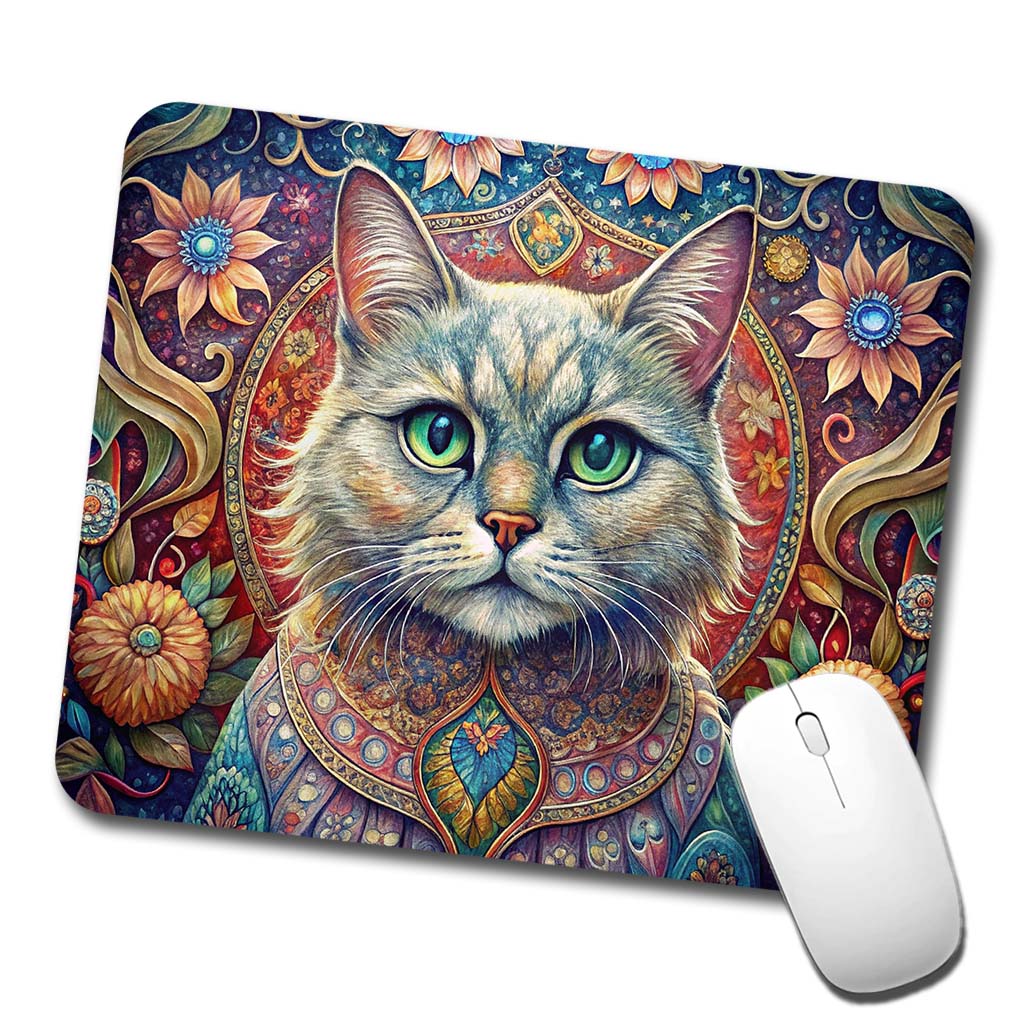 Persian Cat Bohemian Art Low Profile Mouse Pad Mat