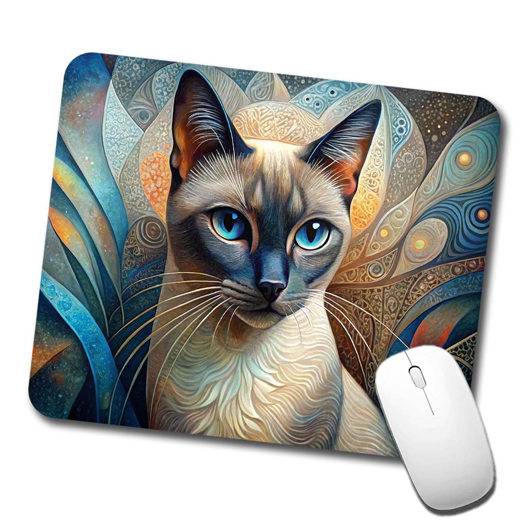 Siamese Cat Abstract Art Low Profile Mouse Pad Mat