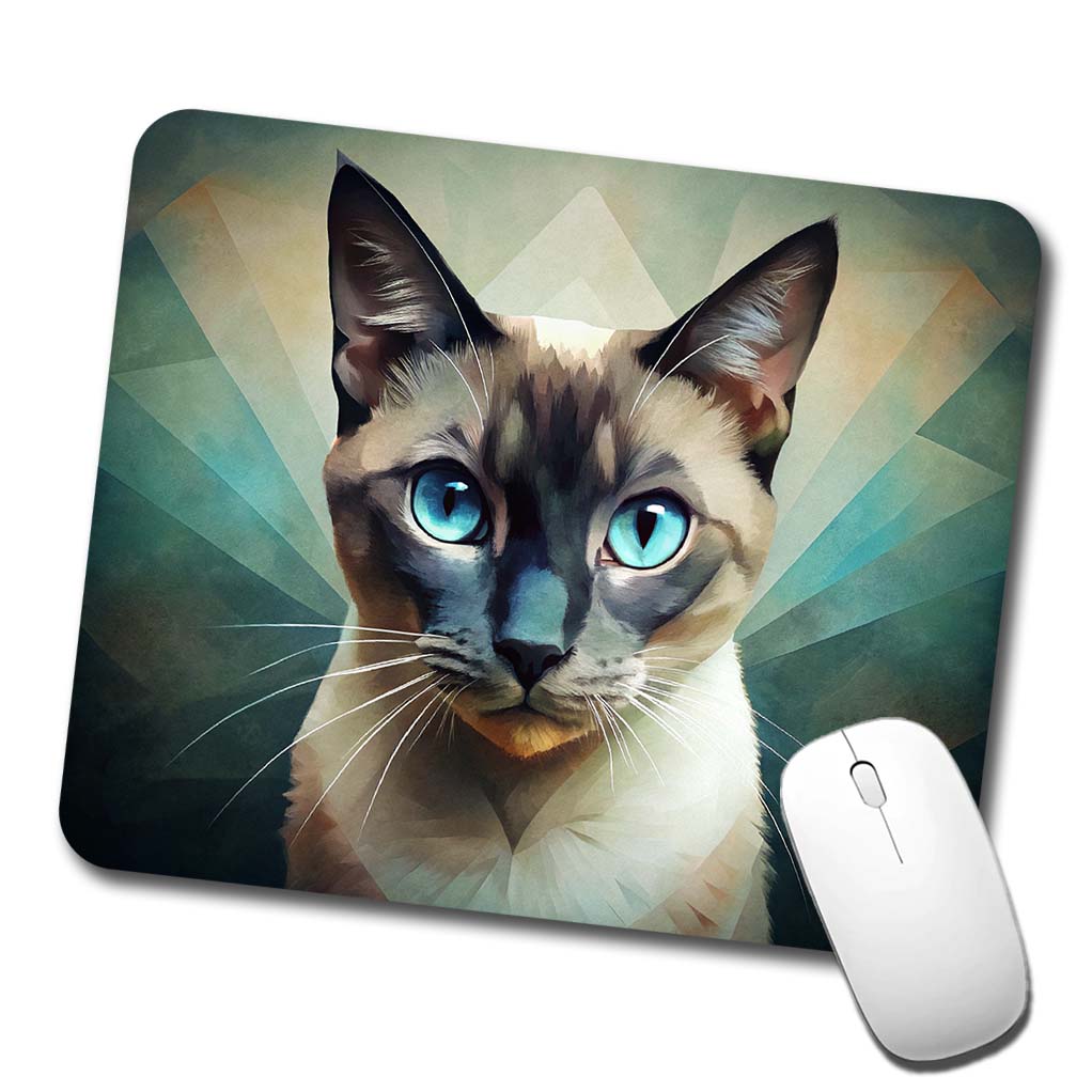 Siamese Cat Abstract Stylized Art Low Profile Mouse Pad Mat