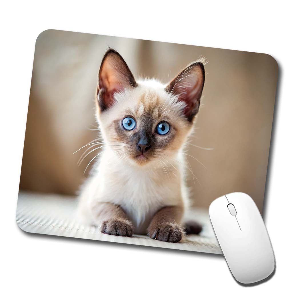 Siamese Cat Kitten Photo Low Profile Mouse Pad Mat