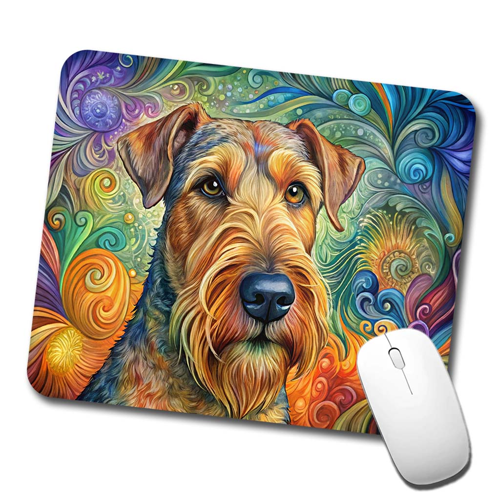 Airedale Terrier Dog Bohemian Art Low Profile Mouse Pad Mat