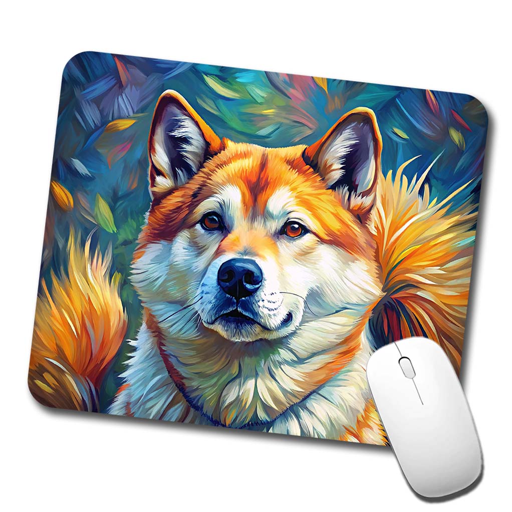 Akita Dog Expressionism Art Low Profile Mouse Pad Mat