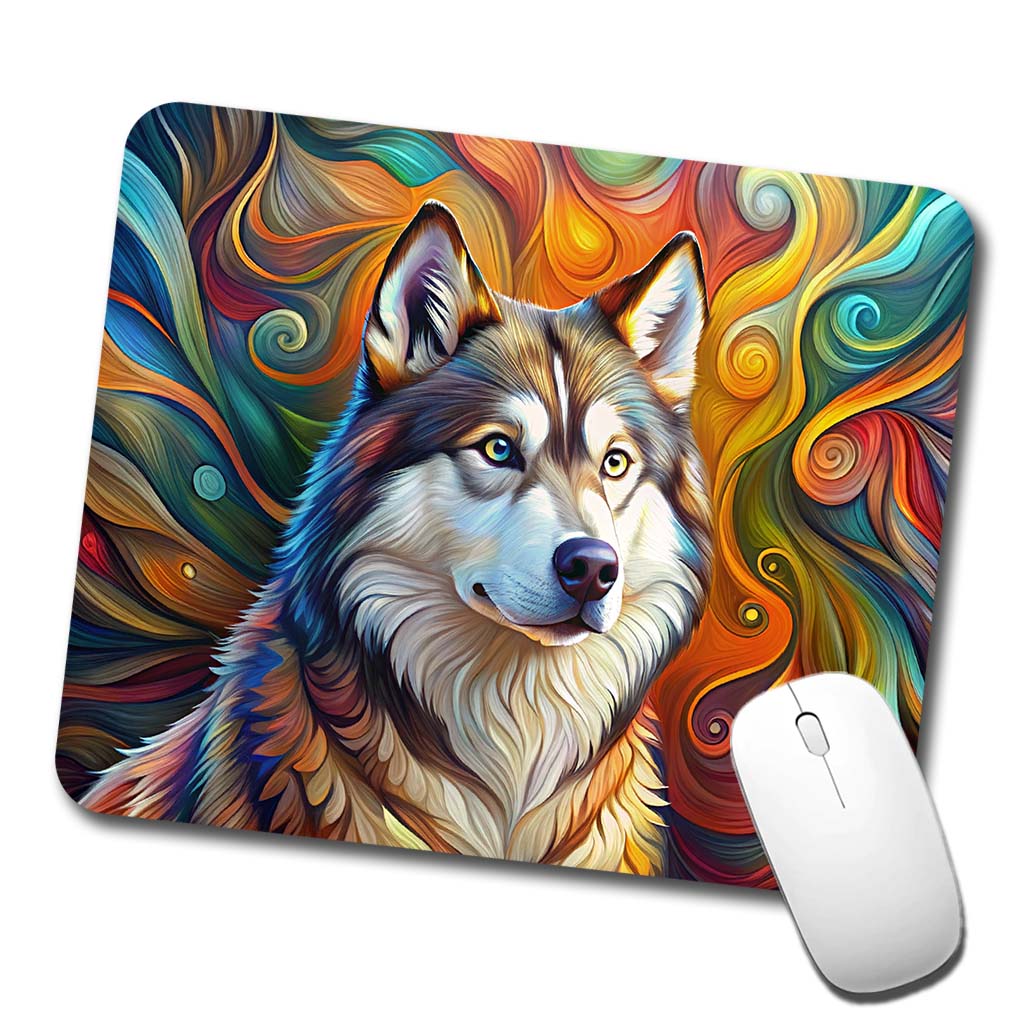 Alaskan Malamute Dog Abstract Art Low Profile Mouse Pad Mat