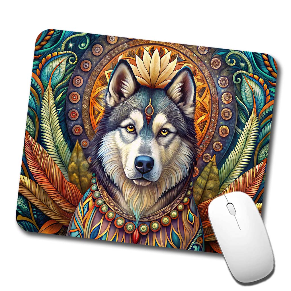 Alaskan Malamute Dog Bohemian Art Low Profile Mouse Pad Mat