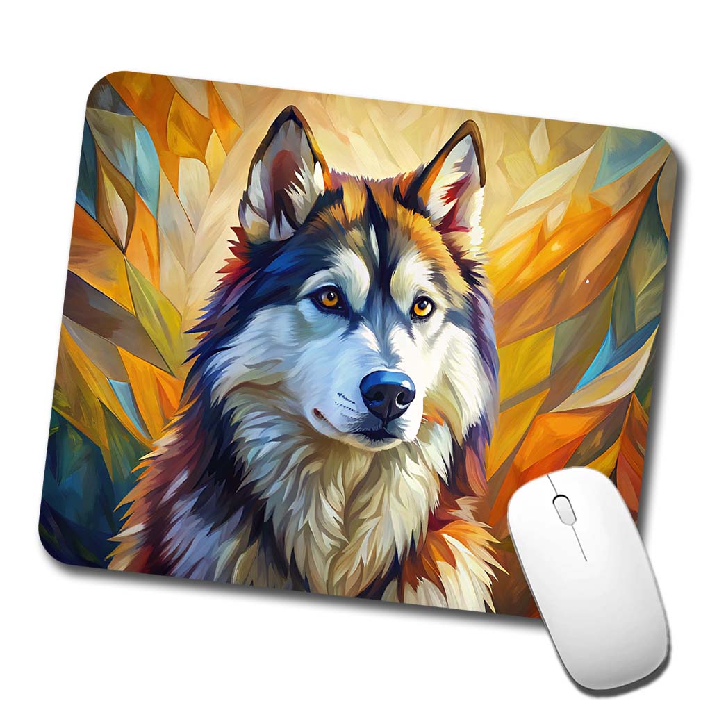Alaskan Malamute Dog Expressionism Art Low Profile Mouse Pad Mat