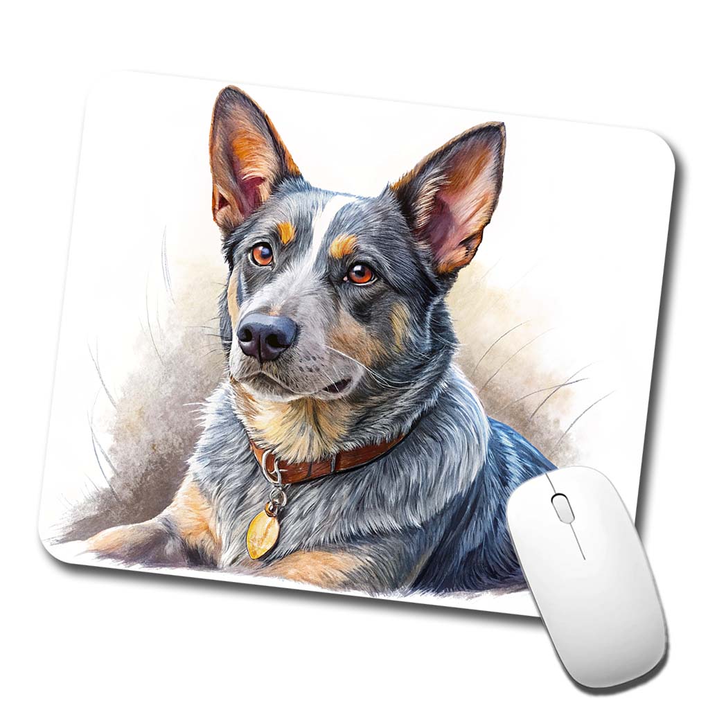 Australian Cattle Dog Illustration Low Profile Mouse Pad Mat