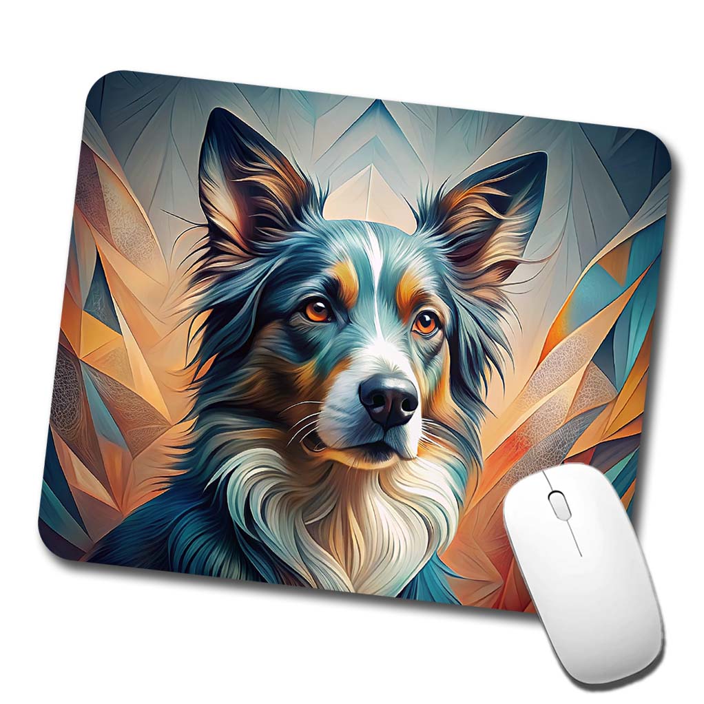 Australian Shepherd Dog Abstract Stylized Art Low Profile Mouse Pad Mat