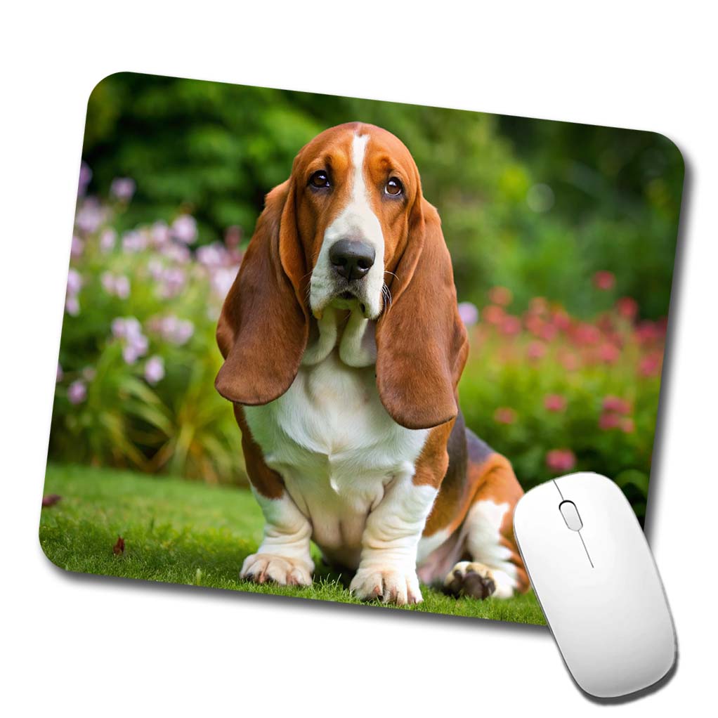 Basset Hound Dog Photo Low Profile Mouse Pad Mat